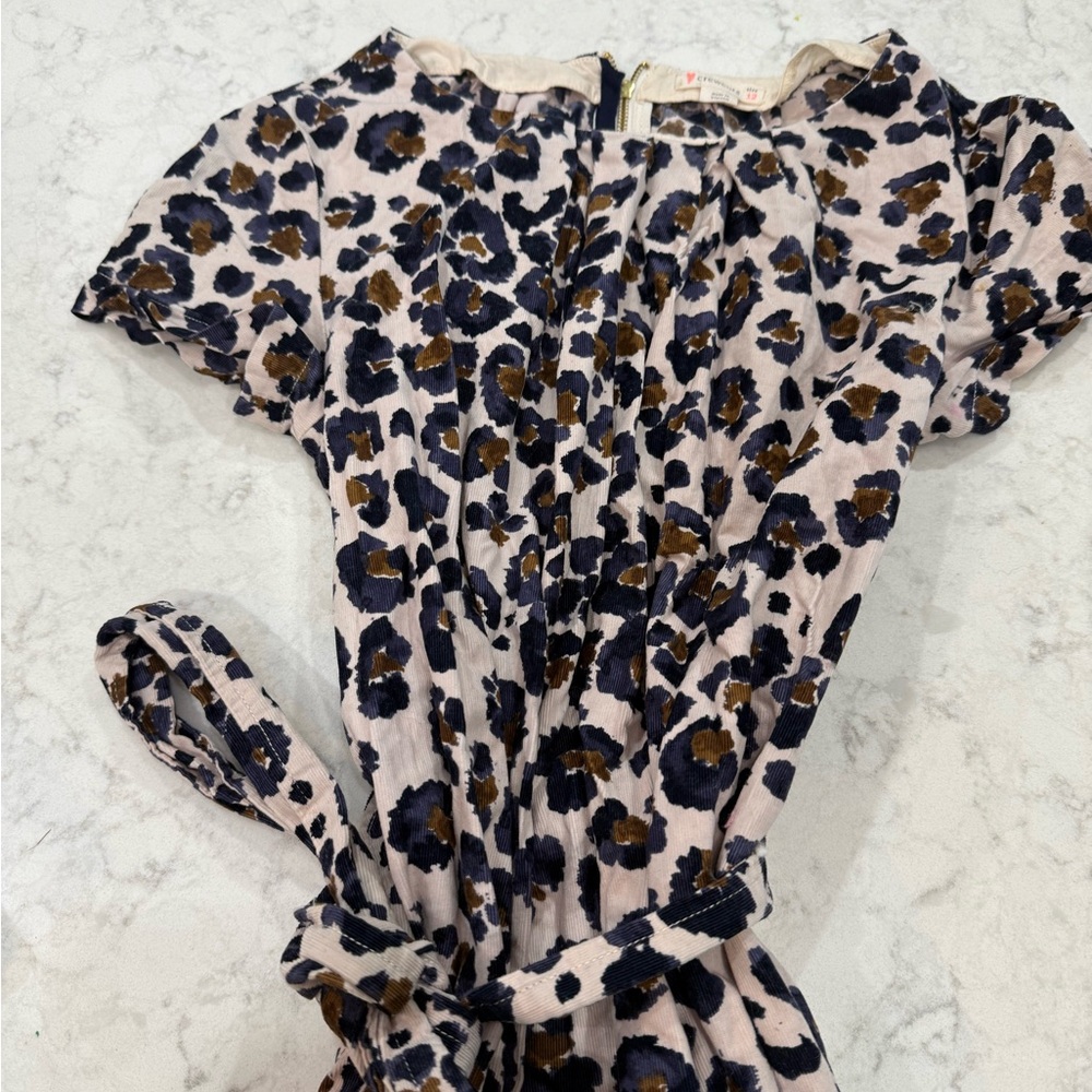 Crewcuts Animal Print fine wale corduroy Dress with Zipper in back size 12